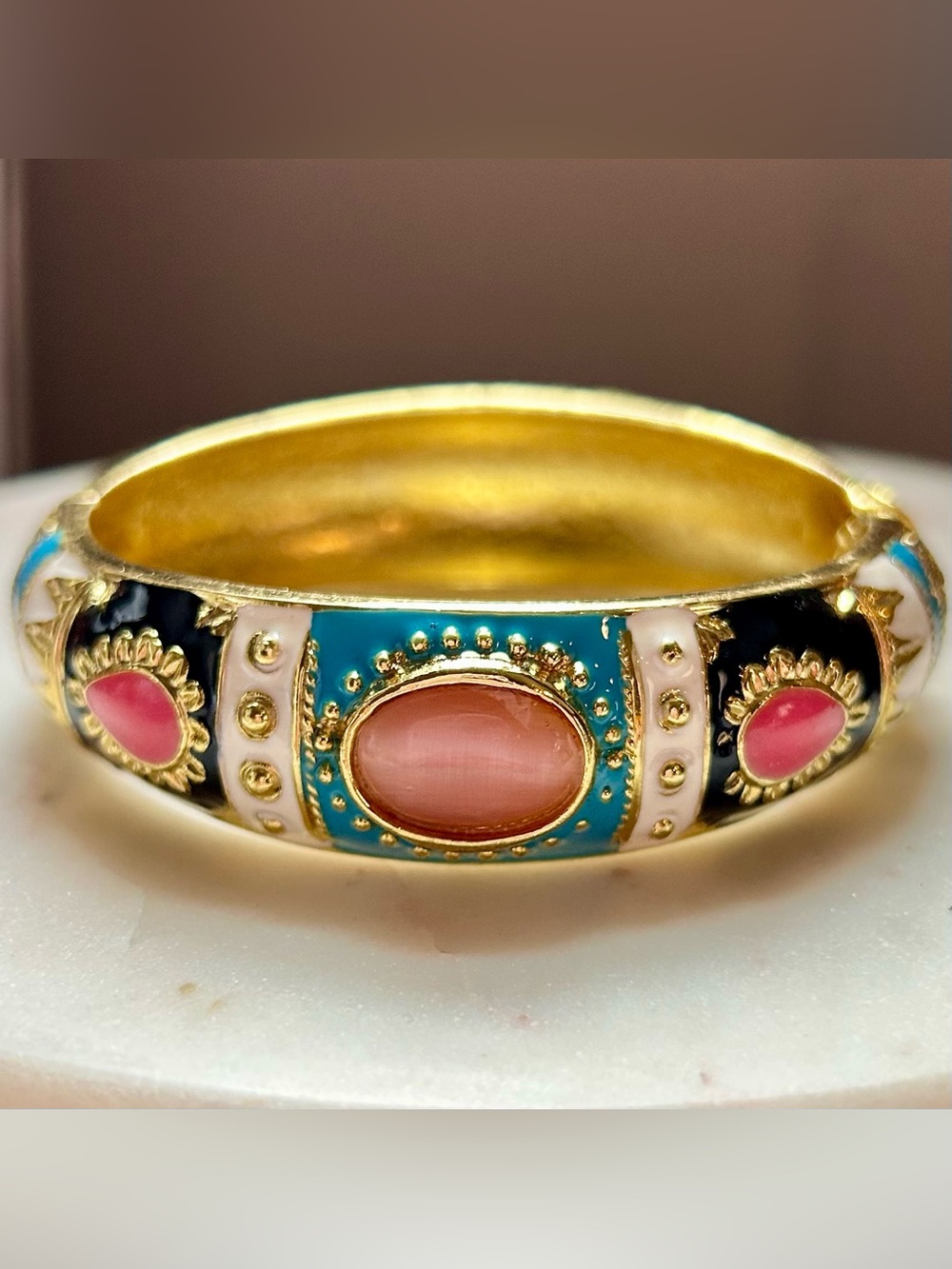 Colorful Enamel Boho Tribal Clamper Bracelet